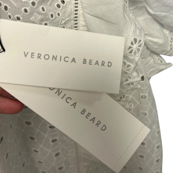 NWT Veronica Beard White Jie Ruffle Embroidered Eyelet Cotton Top Womens 10 - Picture 5 of 8